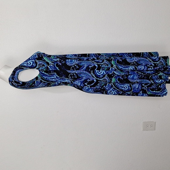 Chaps Corpcore Blue Paisley V-Neck Academia Preppy Versatile Midi Dress Size S - Picture 9 of 12